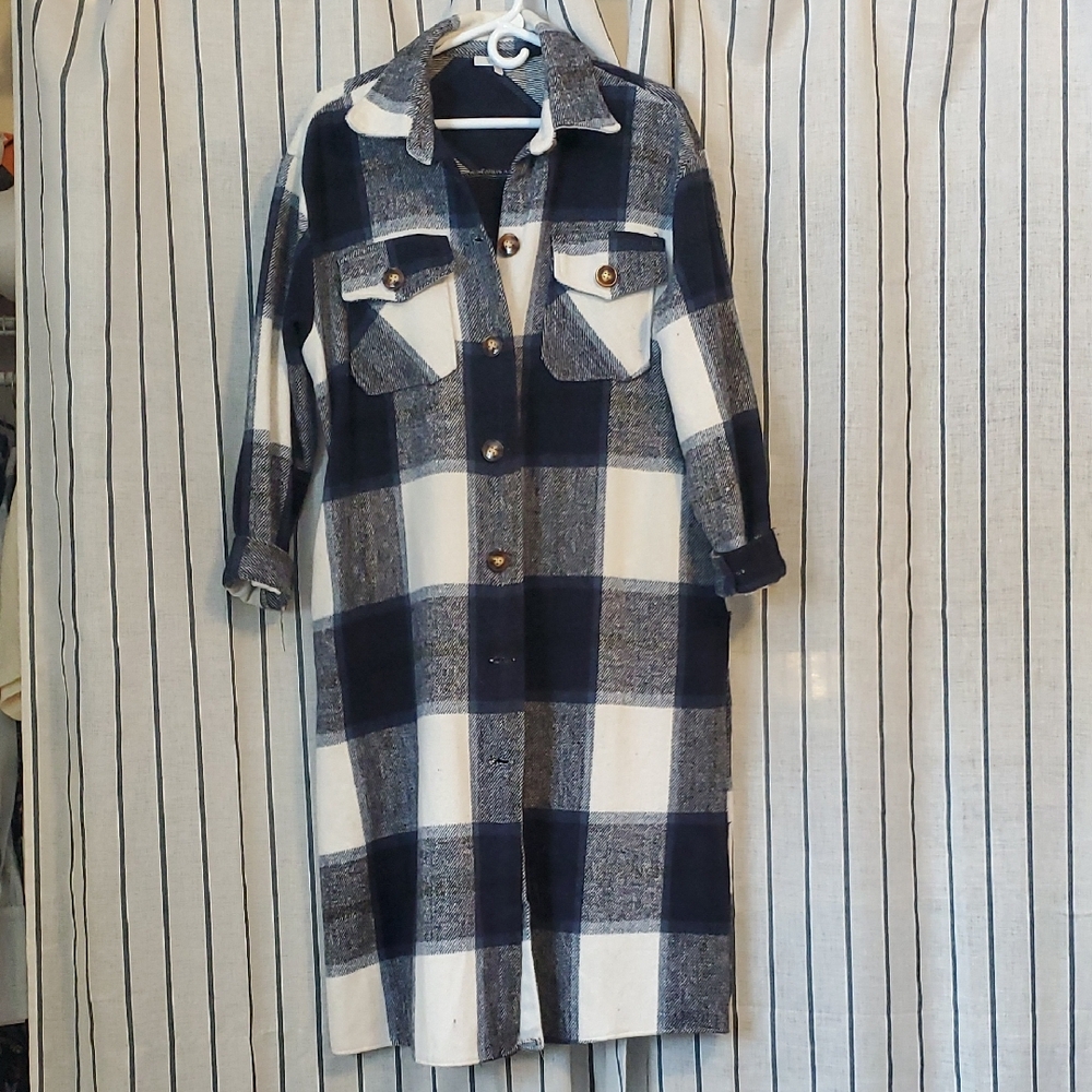 Plaid Longline Coat Shacket